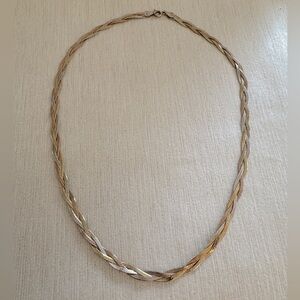 Italian Tri-Color Sterling Silver Braided Herringbone Chain 18 inches